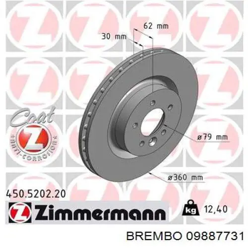 09.8877.31 Brembo freno de disco delantero