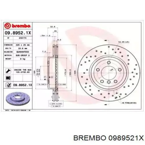 09.8952.1X Brembo freno de disco delantero