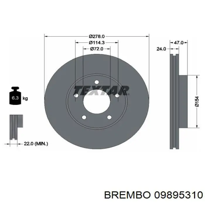 09895310 Brembo freno de disco delantero