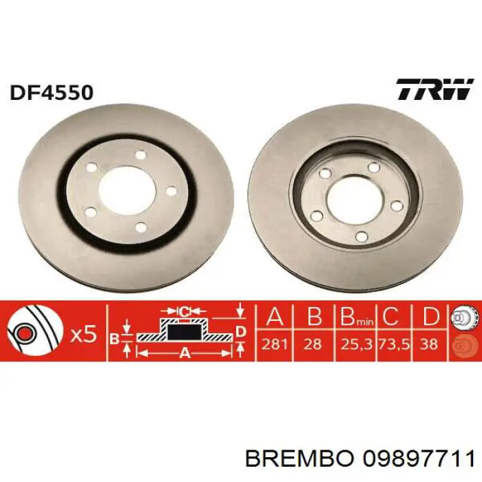 09.8977.11 Brembo freno de disco delantero