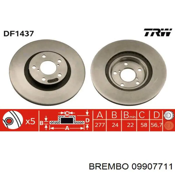 09.9077.11 Brembo freno de disco delantero