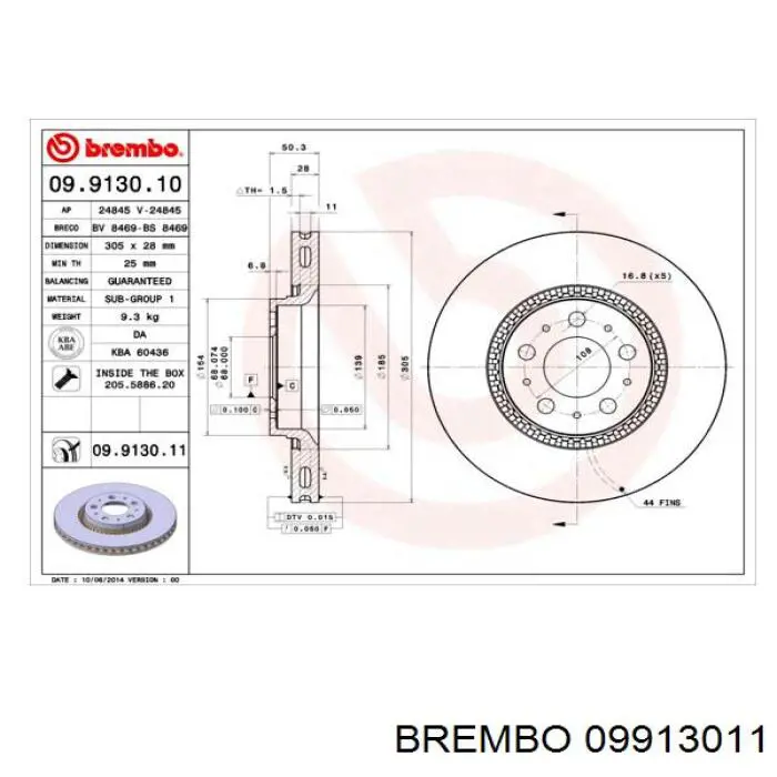 09.9130.11 Brembo freno de disco delantero