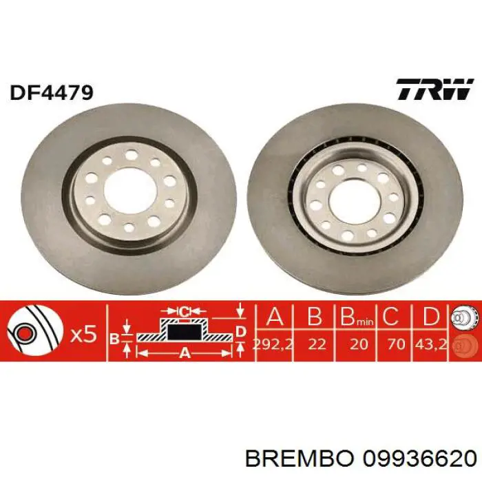 09936620 Brembo disco de freno trasero