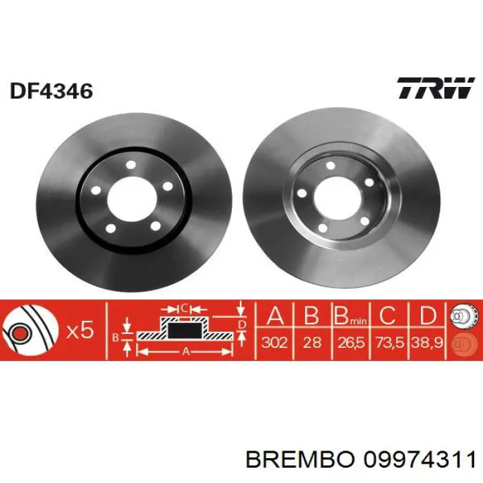 09.9743.11 Brembo freno de disco delantero