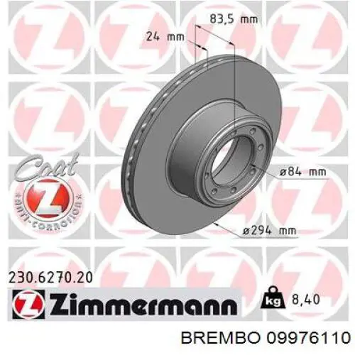 09.9761.10 Brembo disco de freno trasero