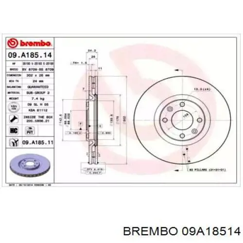 09A18514 Brembo freno de disco delantero