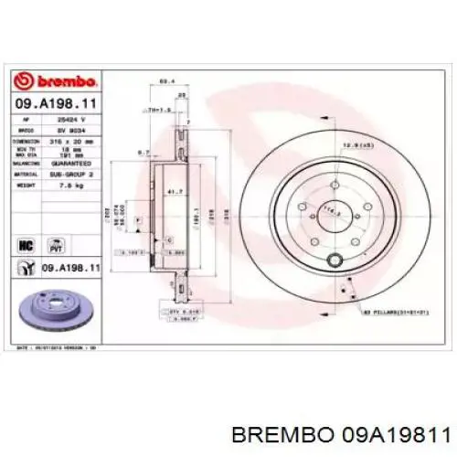 09.A198.11 Brembo disco de freno trasero