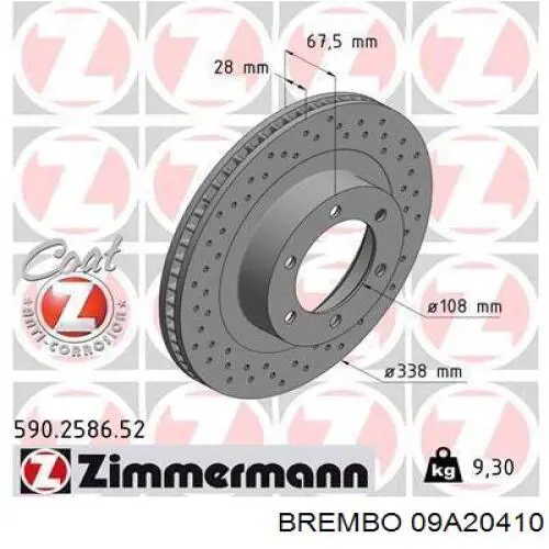 09A20410 Brembo freno de disco delantero