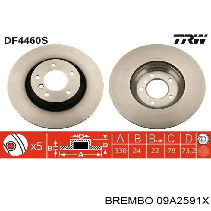 09.A259.1X Brembo freno de disco delantero