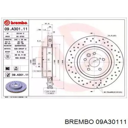 09.A301.11 Brembo disco de freno trasero