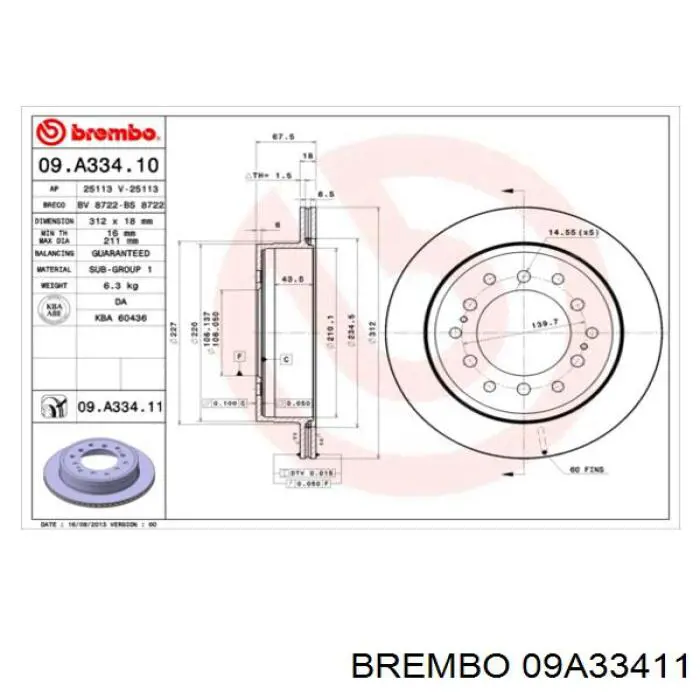 09.A334.11 Brembo disco de freno trasero