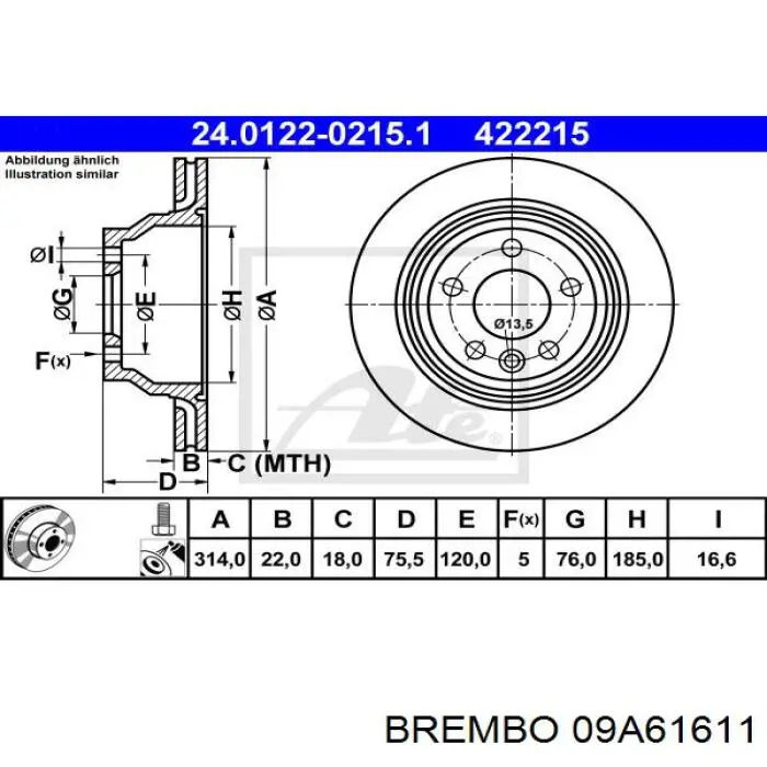 09.A616.11 Brembo disco de freno trasero