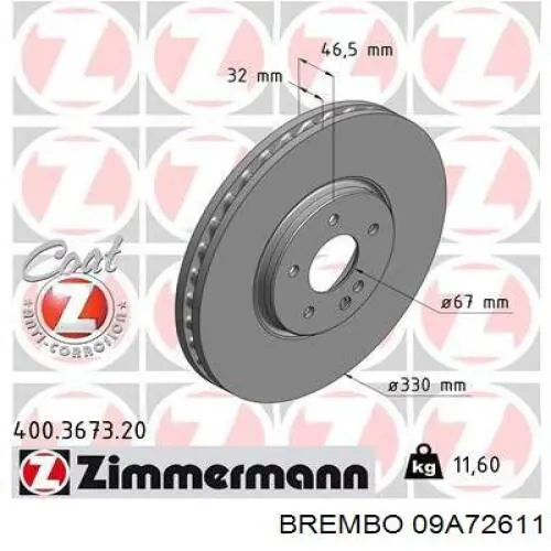 09.A726.11 Brembo freno de disco delantero