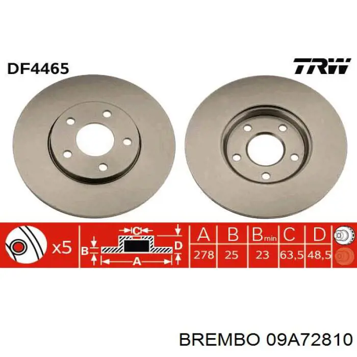 09A72810 Brembo freno de disco delantero