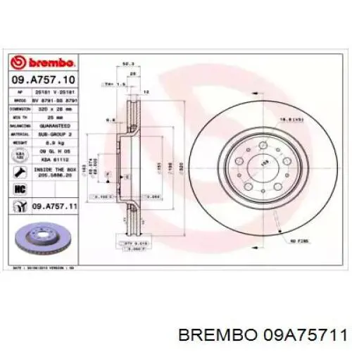 09.A757.11 Brembo freno de disco delantero