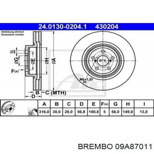 09.A870.11 Brembo freno de disco delantero