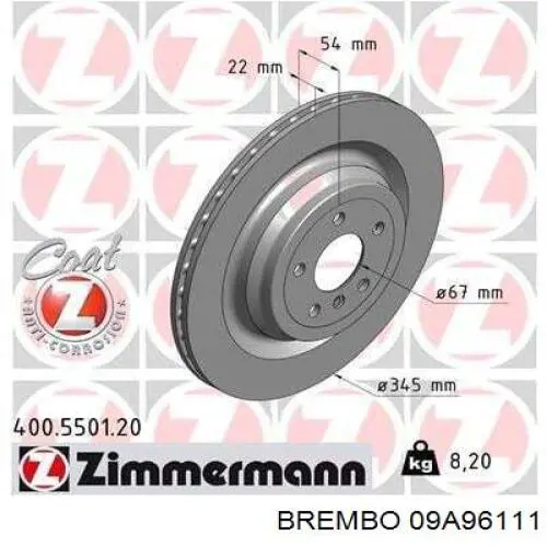 09.A961.11 Brembo disco de freno trasero