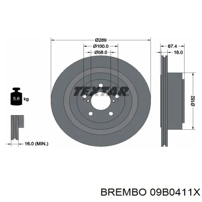 09.B041.1X Brembo disco de freno trasero