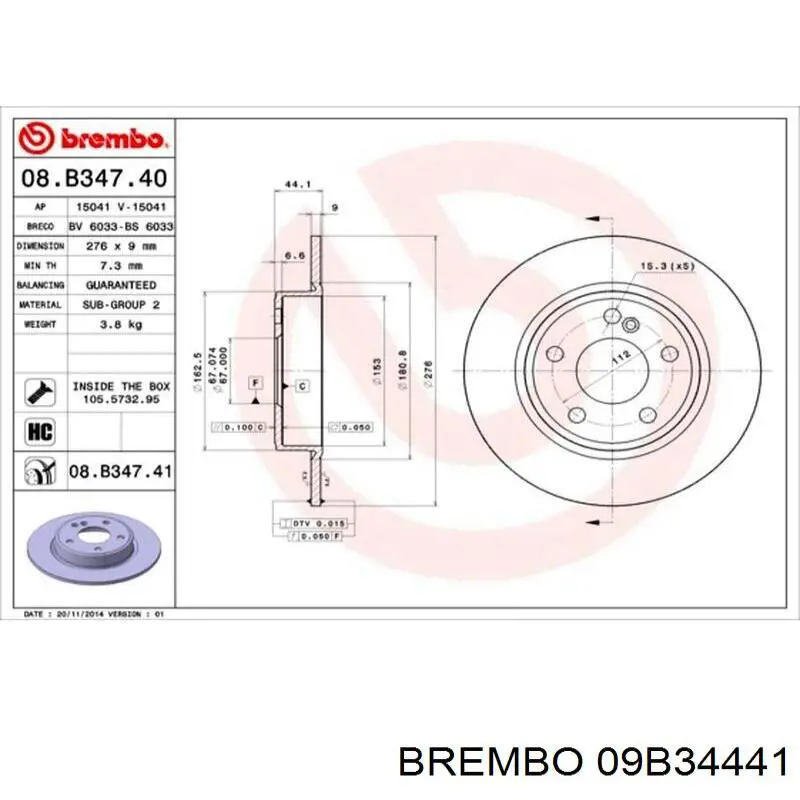 09.B344.41 Brembo freno de disco delantero