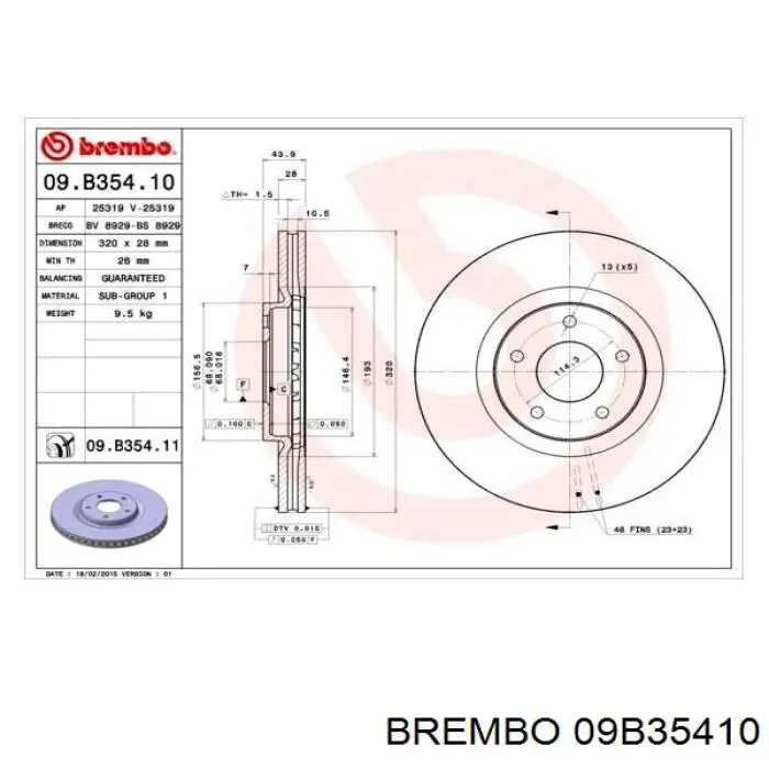 09.B354.10 Brembo freno de disco delantero