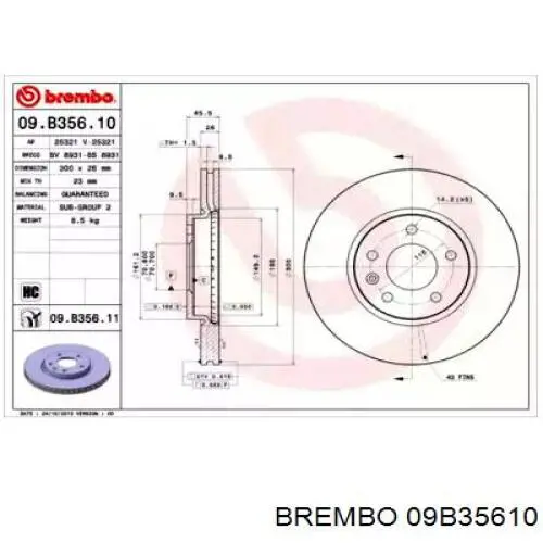 09B35610 Brembo freno de disco delantero