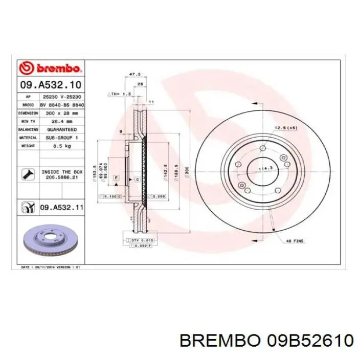 09.B526.10 Brembo freno de disco delantero