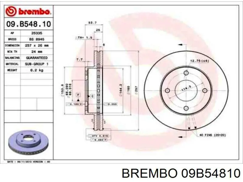 09.B548.10 Brembo freno de disco delantero