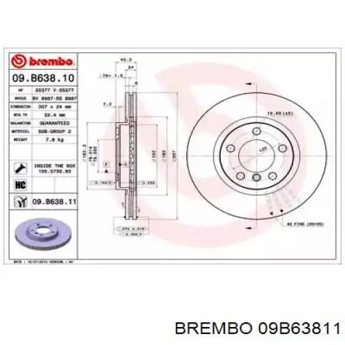 09.B638.11 Brembo freno de disco delantero