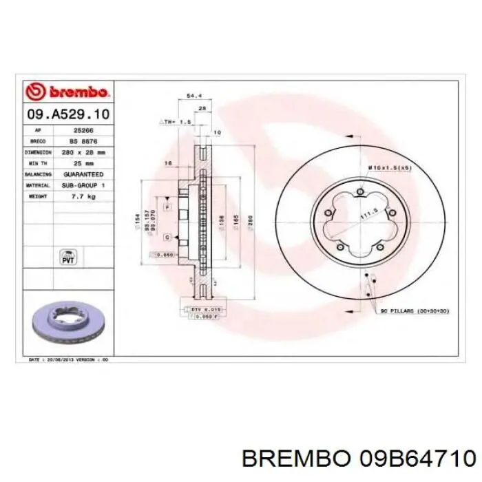 09.B647.10 Brembo freno de disco delantero