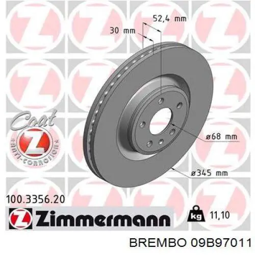 09.B970.11 Brembo freno de disco delantero