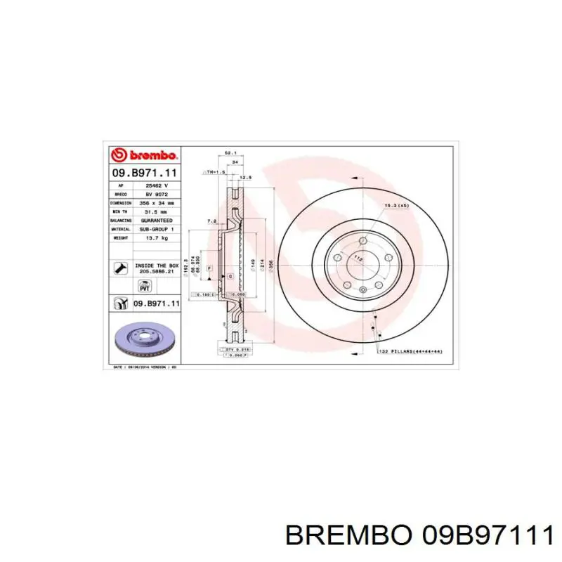 09.B971.11 Brembo freno de disco delantero