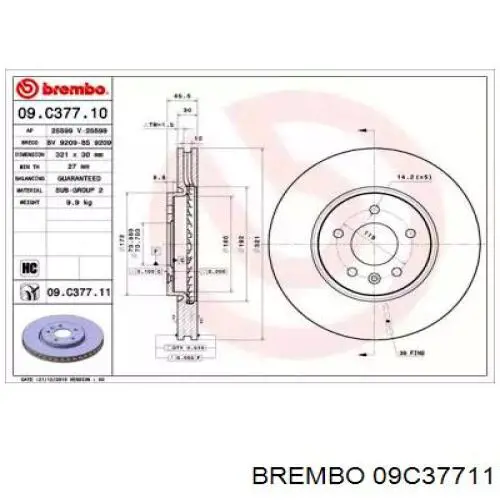 09.C377.11 Brembo freno de disco delantero