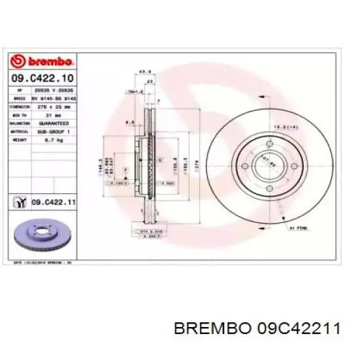 09.C422.11 Brembo freno de disco delantero