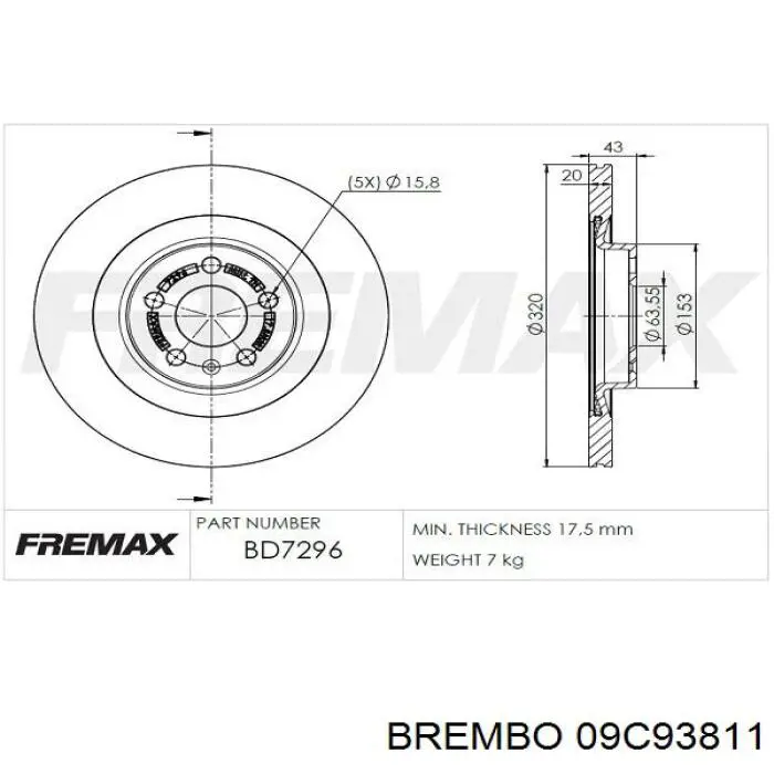 09.C938.11 Brembo disco de freno trasero