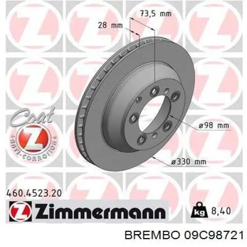 09.C987.21 Brembo disco de freno trasero