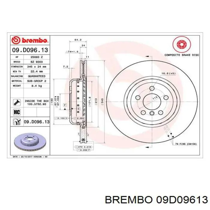 09.D096.13 Brembo disco de freno trasero