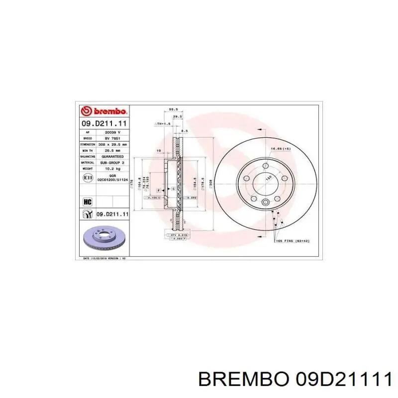 09.D211.11 Brembo freno de disco delantero