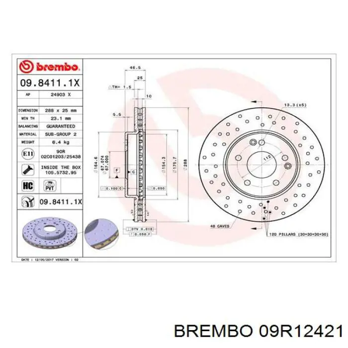 09.R124.21 Brembo disco de freno trasero