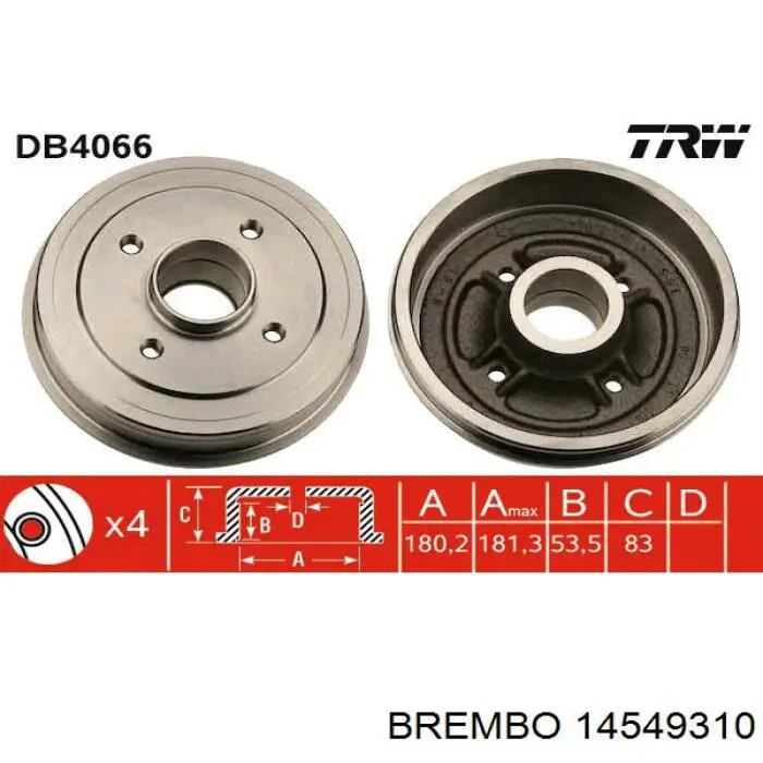 14.5493.10 Brembo freno de tambor trasero