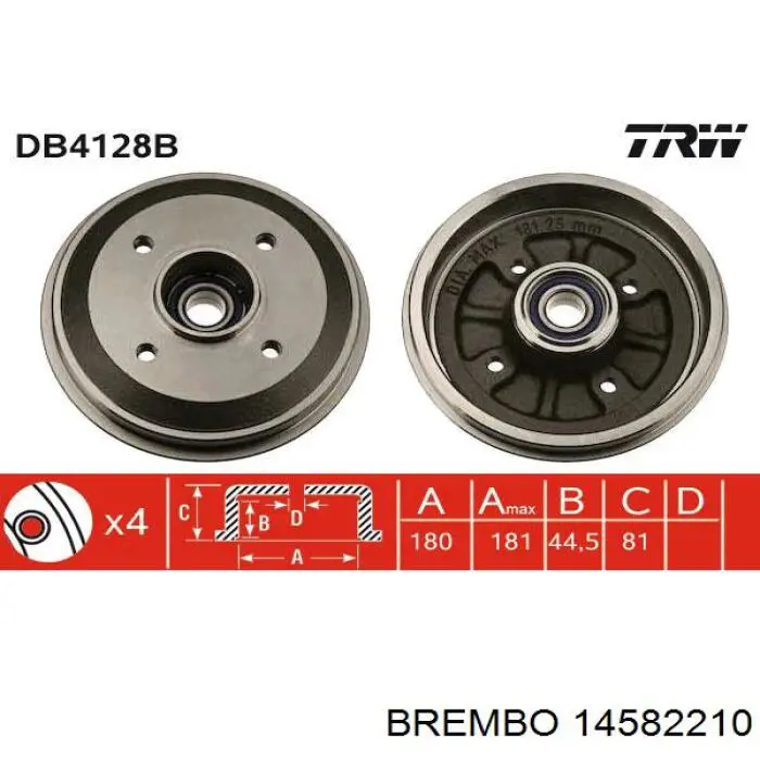 14582210 Brembo freno de tambor trasero