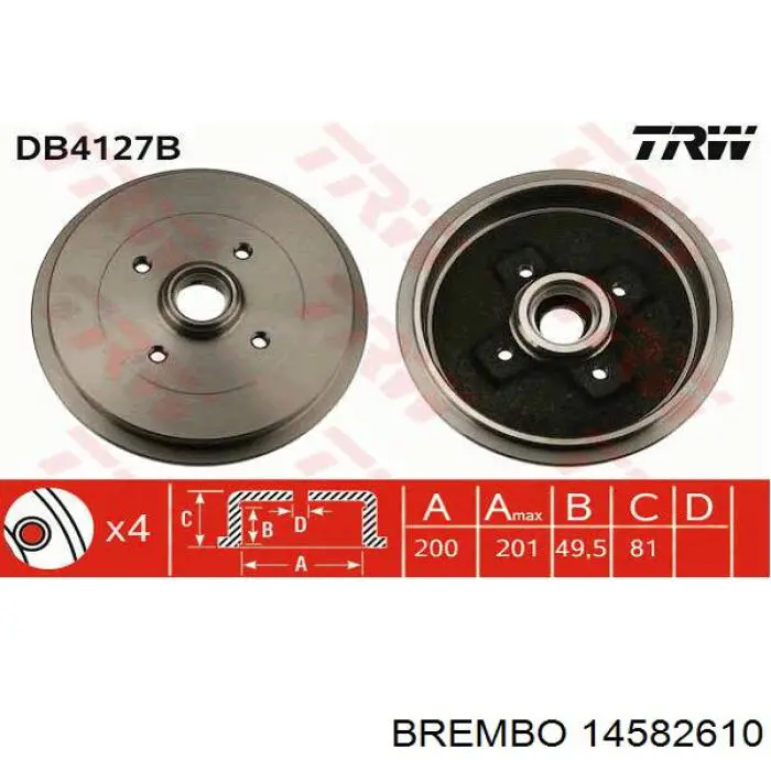 14582610 Brembo freno de tambor trasero