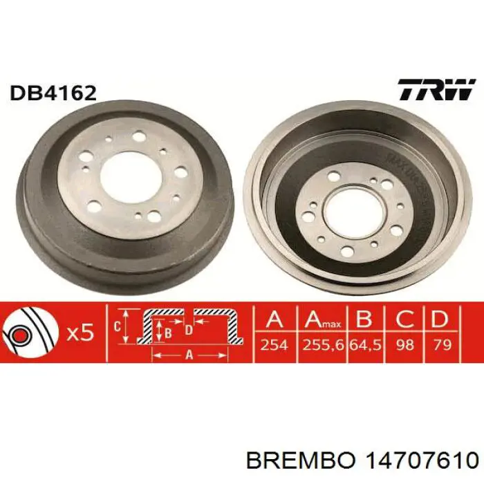 14707610 Brembo freno de tambor trasero