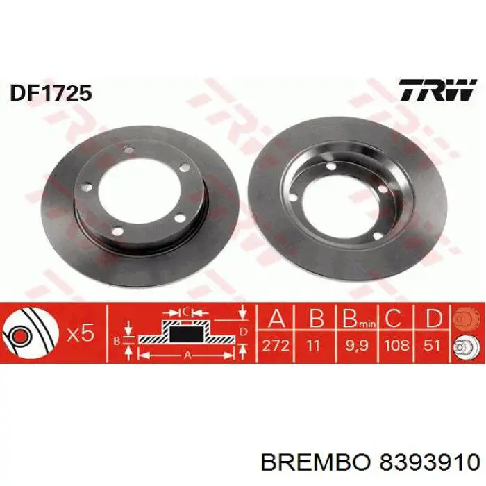 8393910 Brembo freno de disco delantero