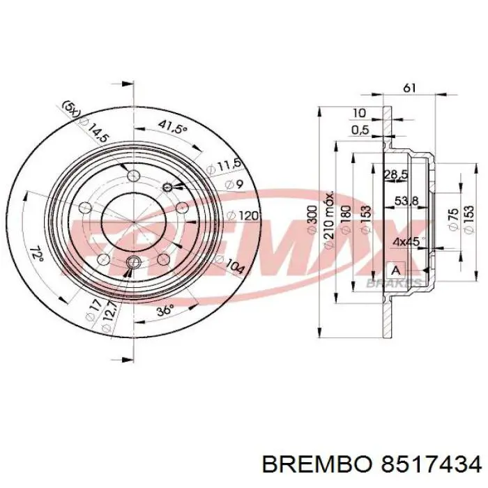 8517434 Brembo disco de freno trasero