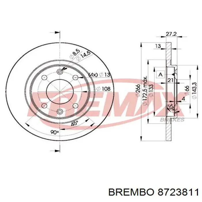 8723811 Brembo freno de disco delantero