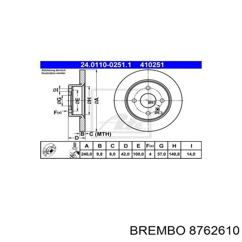 8762610 Brembo disco de freno trasero