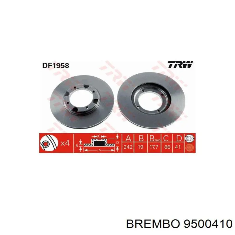 9500410 Brembo freno de disco delantero