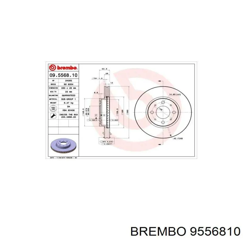 9556810 Brembo freno de disco delantero