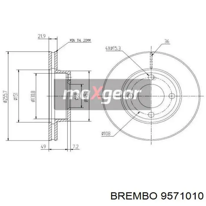 9571010 Brembo freno de disco delantero