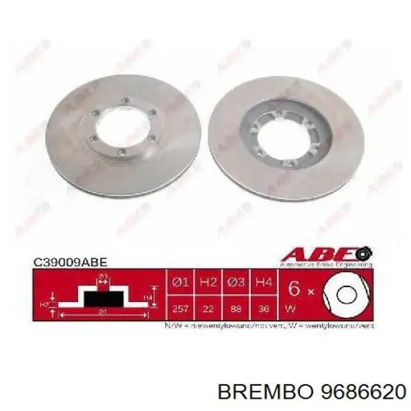 9686620 Brembo freno de disco delantero